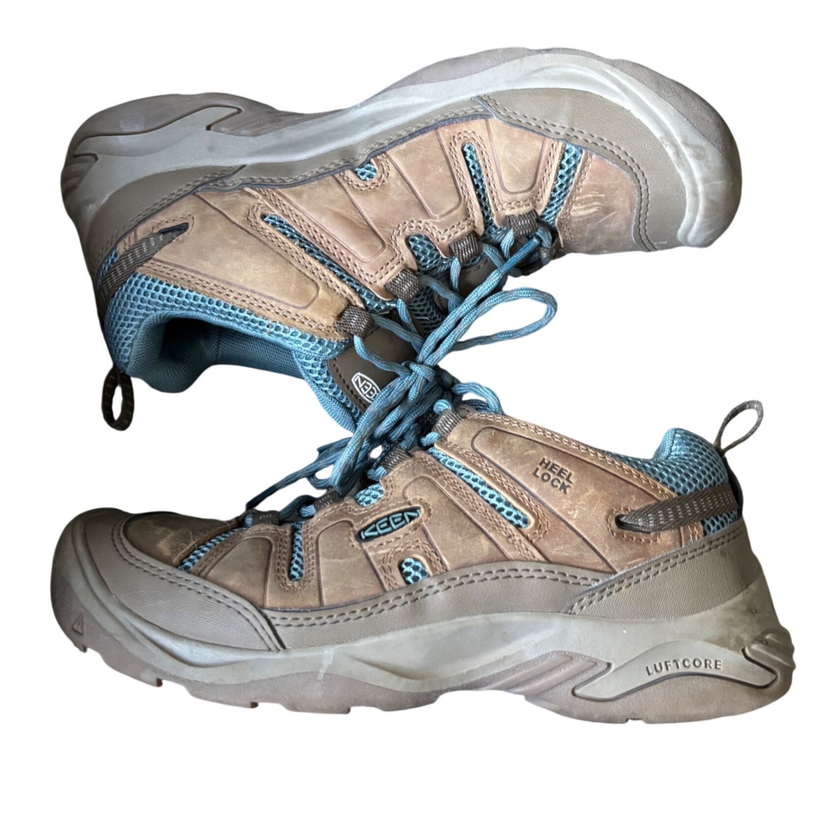 Keen Low-Cut Circadia Wp Hiking Boots Tan Turquoise W's Sz 8.5 *Missing Insoles